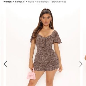 Fiona Floral Romper - Brown